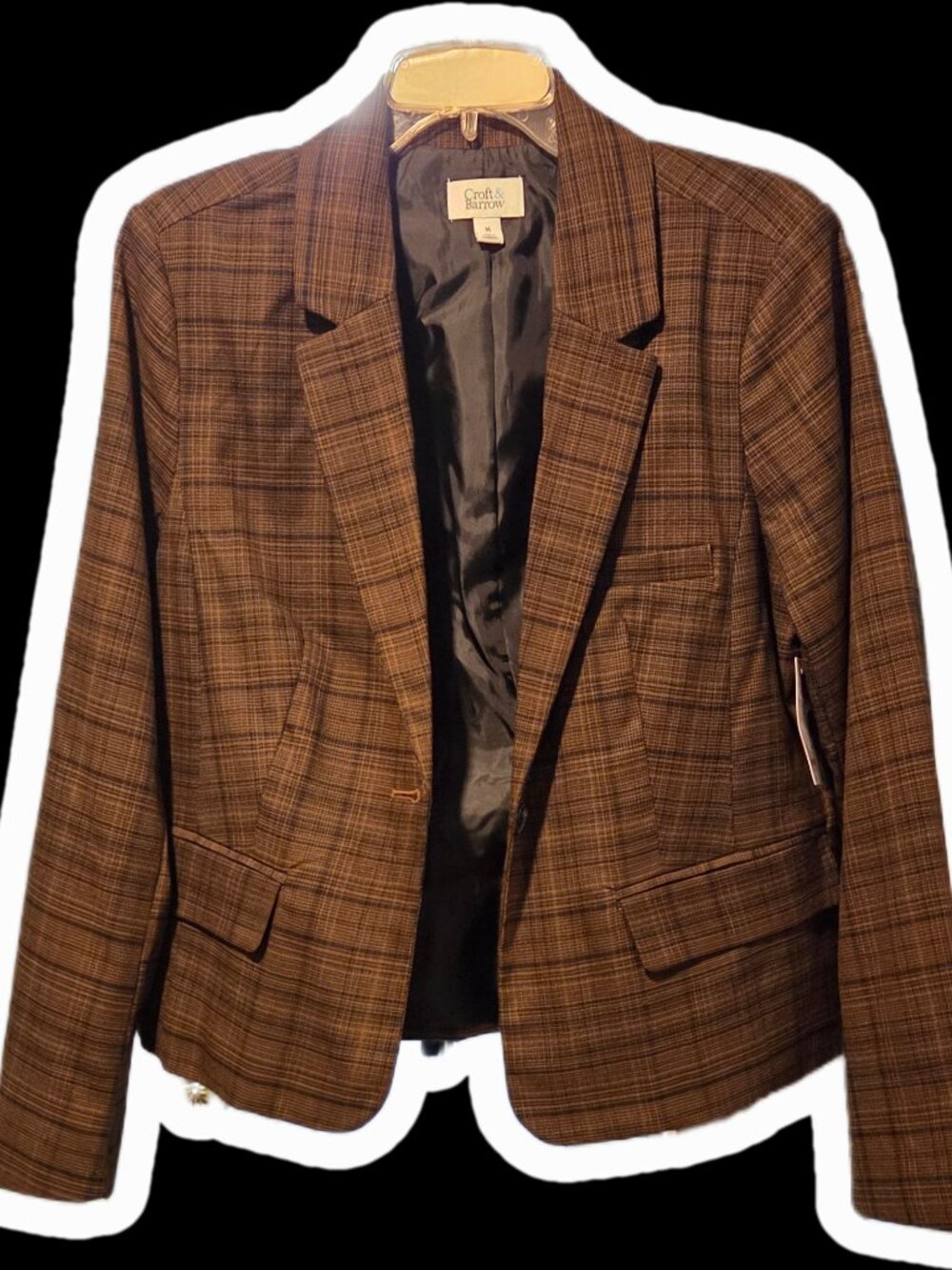 Croft & Barrow Women's Blazer Brown Plaid